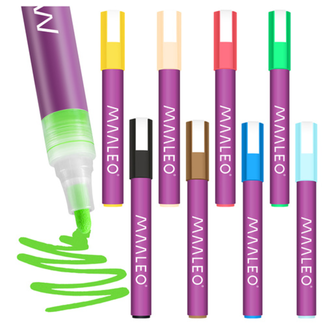 Maaleo Acrylmarkers Set 8 Kleuren – 8 ml, Sterke Dekking, Waterbestendig na Droging