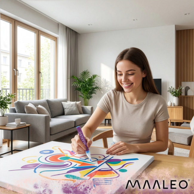 Maaleo Acrylmarkers set 8 kleuren met 8 ml acrylverf, ca. 4 mm punt, waterbestendig na droging