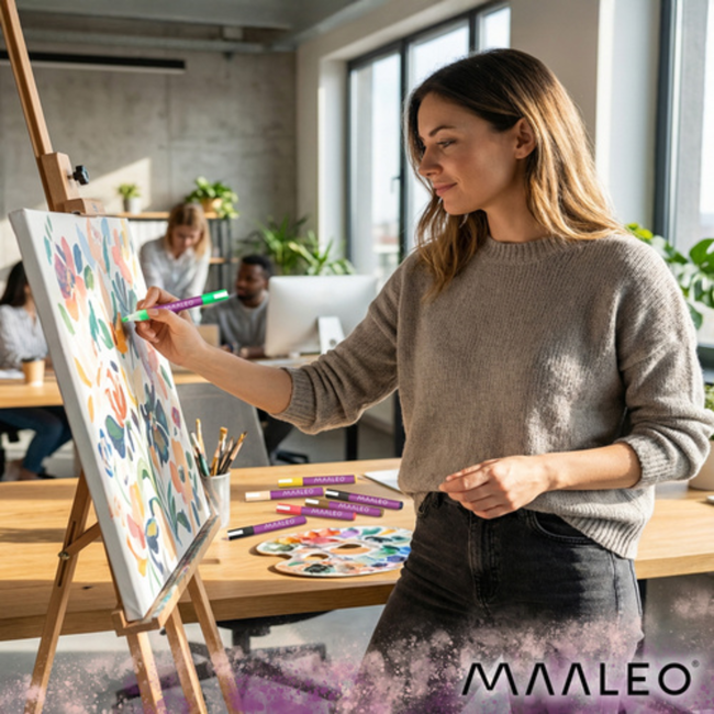 Maaleo Acrylmarkers Set 8 Kleuren – 8 ml, Sterke Dekking, Waterbestendig na Droging