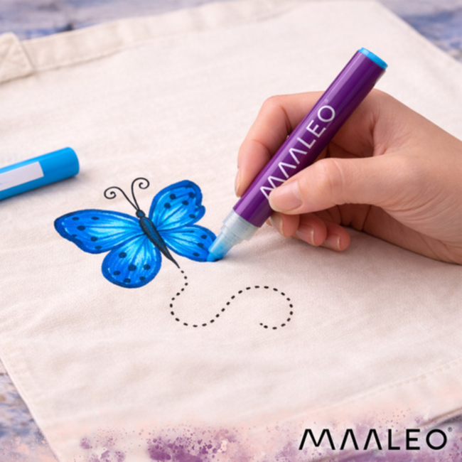 Maaleo Acrylmarkers set 16 kleuren met 8 ml acrylverf, ca. 4 mm punt, waterbestendig na droging