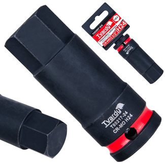 Tvardy Professionele impact inbusdop 24 mm met anti-corrosie coating en penopening voor borging