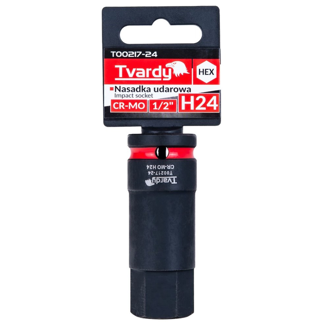 Tvardy Professionele impact inbusdop 24 mm met anti-corrosie coating en penopening voor borging
