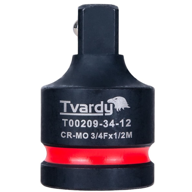 Tvardy Compacte impact adapter voor slagmoersleutel, 19 mm vrouwelijk naar 12,7 mm mannelijk, CR-MO