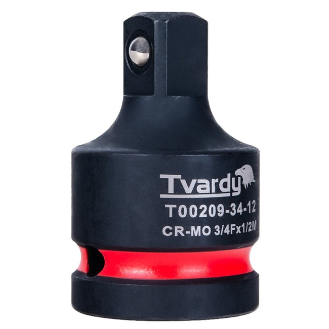 Tvardy Compacte impact adapter voor slagmoersleutel, 19 mm vrouwelijk naar 12,7 mm mannelijk, CR-MO
