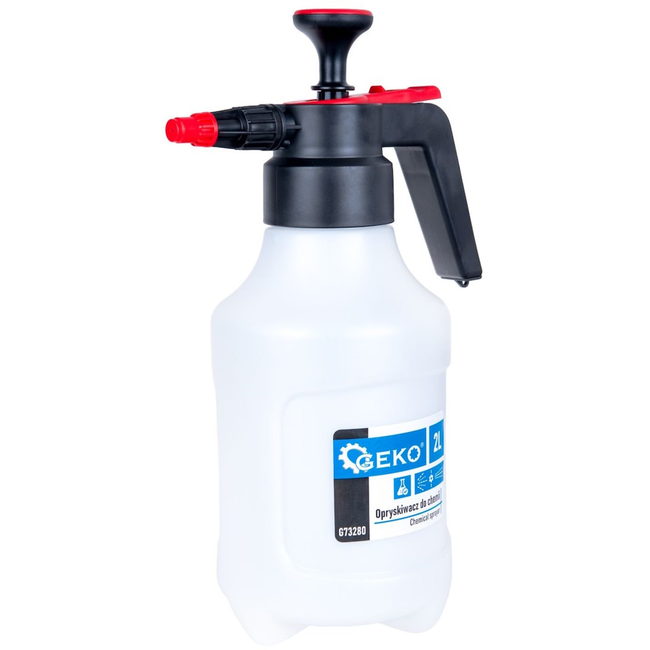 GEKO Drukspuit voor werkplaatschemicaliën 2 liter van PE kunststof, stabiele basis, inclusief reserve sproeikop