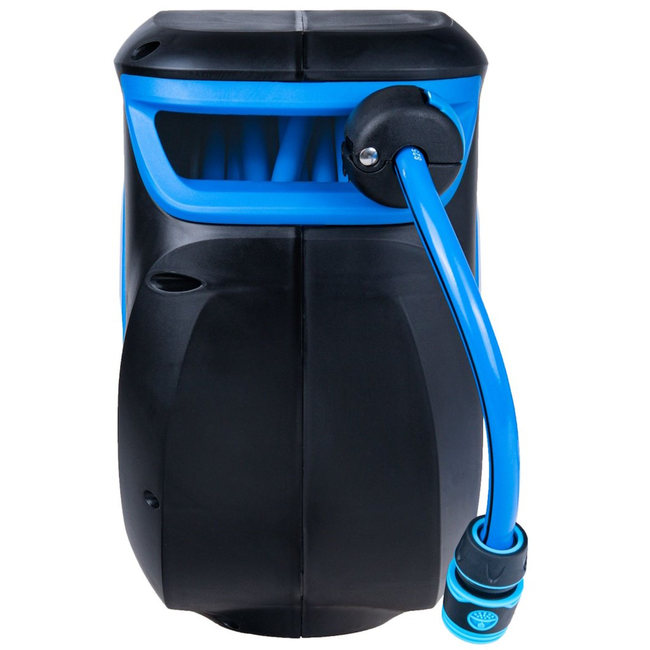 GEKO Wandslanghaspel met automatisch oprollen en vergrendeling, 20 m slang 12,7 mm en aansluitslang 1,9 m