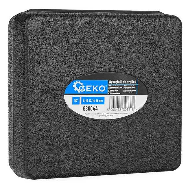 GEKO 1/2" Professionele extractor set met spiraalprofiel, 8 10 12 14 16 mm, geschikt voor ratel breekijzer en slagsleutel