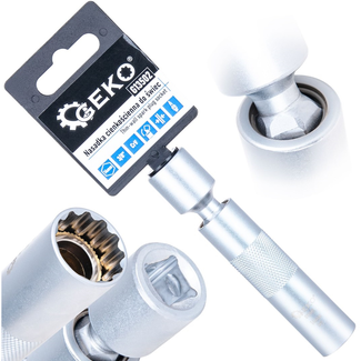 GEKO 3/8" Bougiedop 14 mm voor krappe bougieschachten, cardan voor werken onder hoek, chroom-vanadium staal