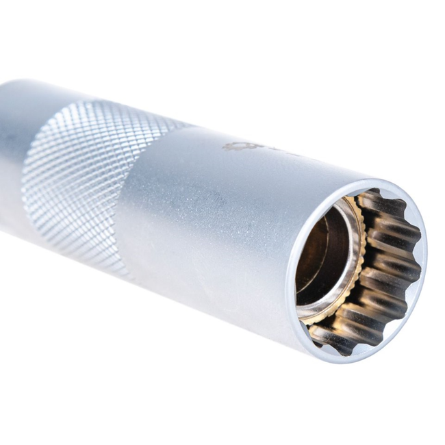 GEKO 3/8" Bougiedop 14 mm voor krappe bougieschachten, cardan voor werken onder hoek, chroom-vanadium staal