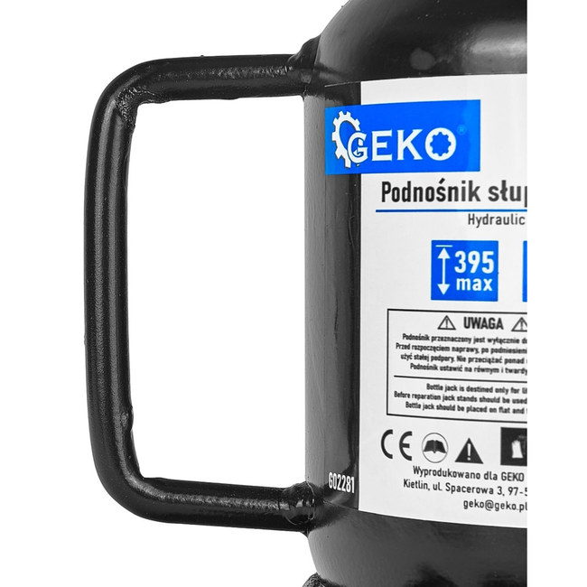 GEKO Hydraulische fleskrik 6 ton voor garage en werkplaats, lage instap 165 mm, stabiele basis