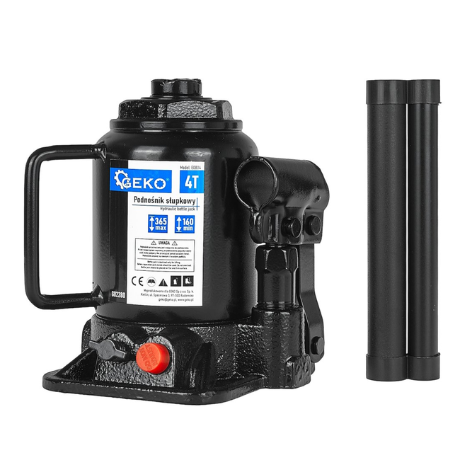 GEKO Hydraulische fleskrik 4 ton voor garage en werkplaats, lage instap 160 mm en stabiele basis