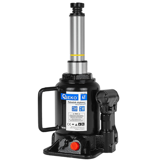 GEKO Hydraulische fleskrik 4 ton voor garage en werkplaats, lage instap 160 mm en stabiele basis