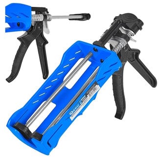 GEKO Dubbel kitpistool voor dikke kit en lijm, gelijkmatige druk en stevige rails, voor montage en afdichten