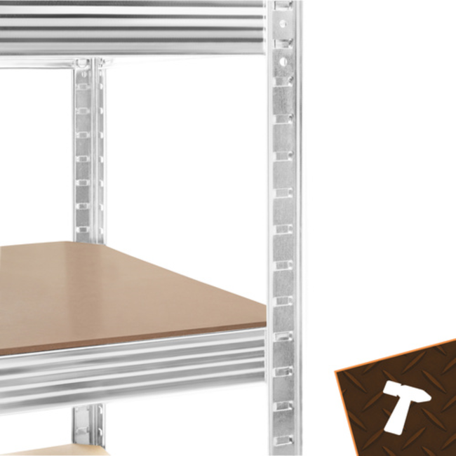 Bigstren Metalen stellingkast 5 niveaus met verzinkt frame en MDF legplanken, 200 kg per legbord, 180 cm hoog