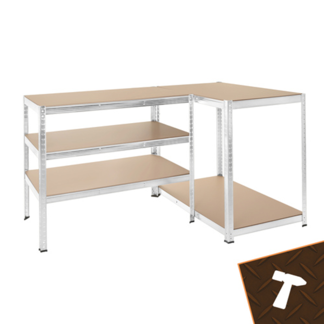 Bigstren Metalen stellingkast 5 niveaus met verzinkt frame en MDF legplanken, 200 kg per legbord, 180 cm hoog