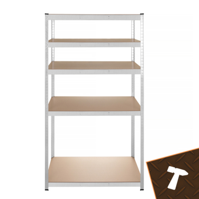 Bigstren Metalen stellingkast 5 niveaus met verzinkt frame en MDF legplanken, 200 kg per legbord, 180 cm hoog
