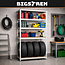 Bigstren Metalen stellingkast 5 niveaus met verzinkt frame en MDF legplanken, 200 kg per legbord, 180 cm hoog