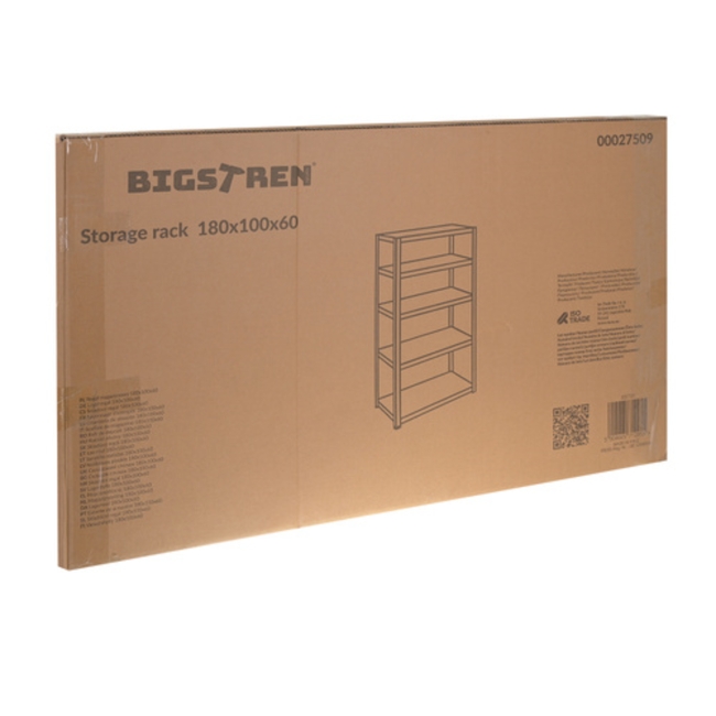 Bigstren Metalen stellingkast 5 niveaus met verzinkt frame en MDF legplanken, 200 kg per legbord, 180 cm hoog