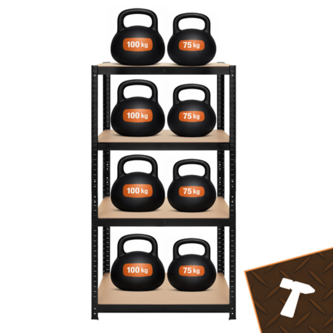 Bigstren Compact opbergrek 150 cm hoog in zwart, 75 cm breed en 30 cm diep voor overzichtelijke opslag