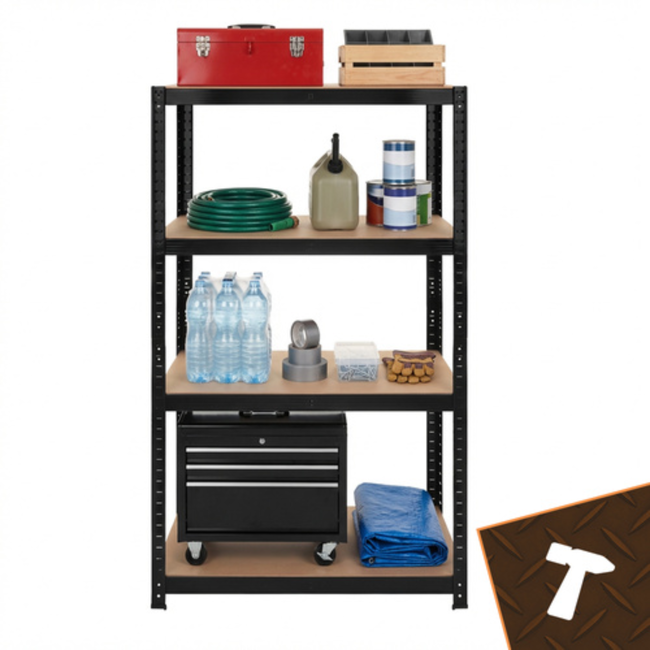 Bigstren Compact opbergrek 150 cm hoog in zwart, 75 cm breed en 30 cm diep voor overzichtelijke opslag