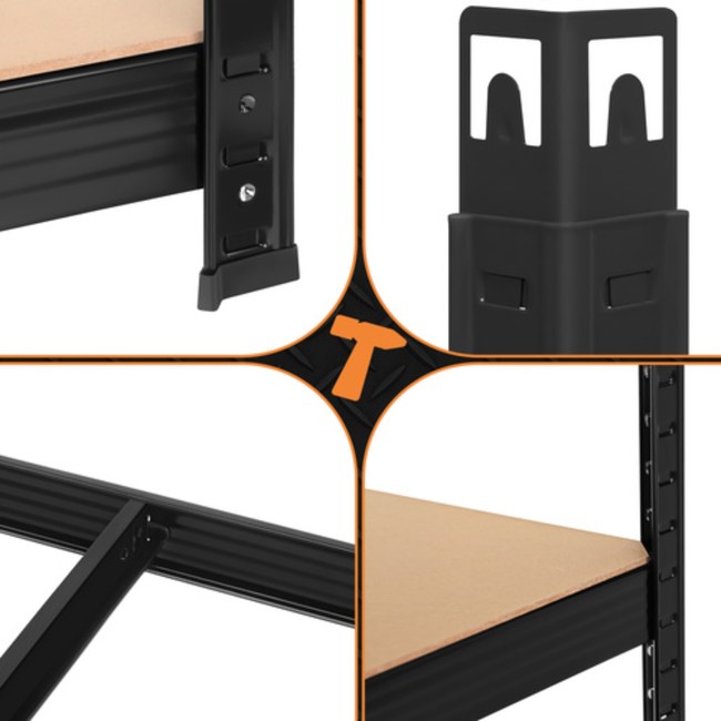 Bigstren Compact opbergrek 150 cm hoog in zwart, 75 cm breed en 30 cm diep voor overzichtelijke opslag