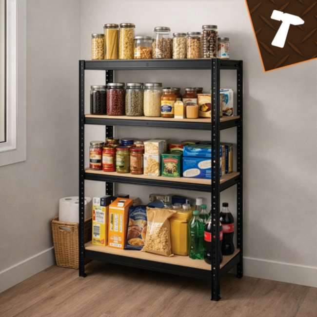 Bigstren Compact opbergrek 150 cm hoog in zwart, 75 cm breed en 30 cm diep voor overzichtelijke opslag