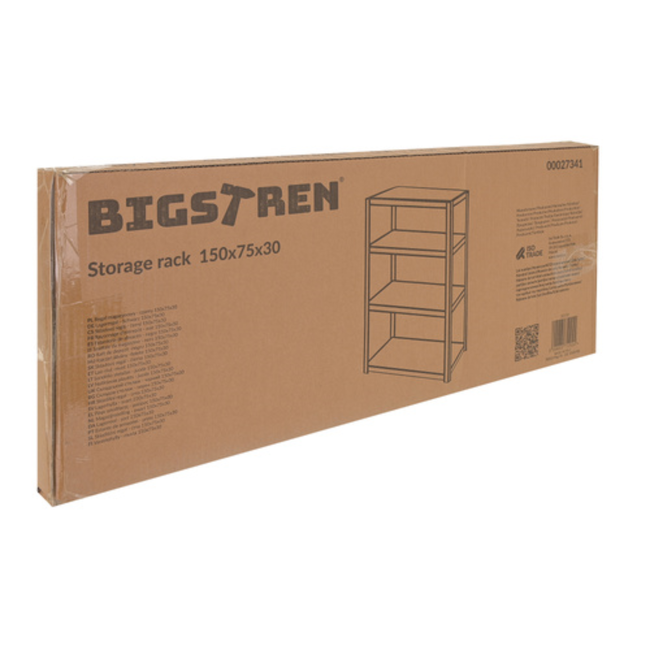 Bigstren Compact opbergrek 150 cm hoog in zwart, 75 cm breed en 30 cm diep voor overzichtelijke opslag