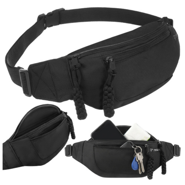 Trizand Grote sport heuptas 2 L voor hardlopen en wandelen, licht 92 g, 36 x 12,5 x 8 cm, 2 vakken