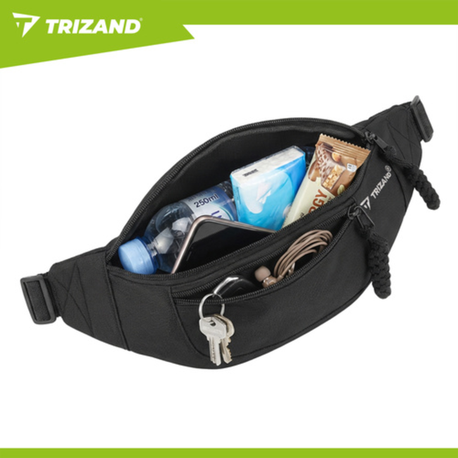 Trizand Grote sport heuptas 2 L voor hardlopen en wandelen, licht 92 g, 36 x 12,5 x 8 cm, 2 vakken