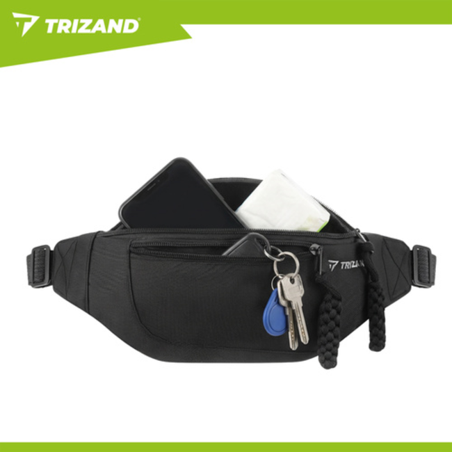 Trizand Grote sport heuptas 2 L voor hardlopen en wandelen, licht 92 g, 36 x 12,5 x 8 cm, 2 vakken