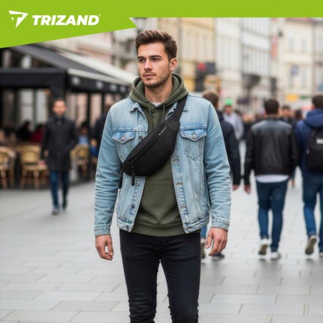 Trizand Grote sport heuptas 2 L voor hardlopen en wandelen, licht 92 g, 36 x 12,5 x 8 cm, 2 vakken