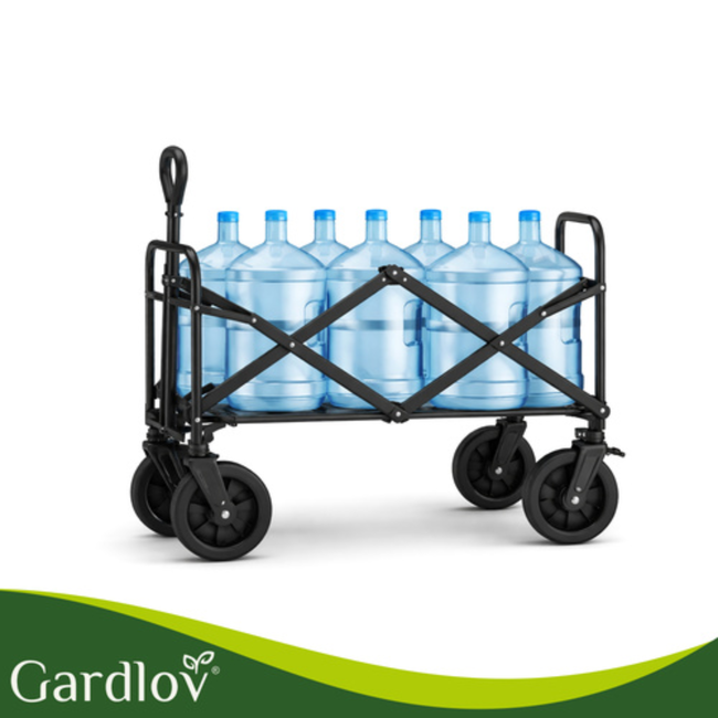 Gardlov Grote transportkar op wielen met waterdichte stof, 90 L inhoud, verstelbare handgreep en stevige bodem