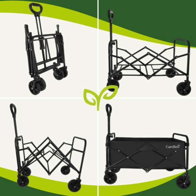 Gardlov Grote transportkar op wielen met waterdichte stof, 90 L inhoud, verstelbare handgreep en stevige bodem