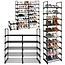 Ruhhy Schoenenrek 10 niveaus 45 x 30 x 174 cm zwart, tot 20 paar schoenen met extra slippersschap