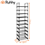 Ruhhy Schoenenrek 10 niveaus 45 x 30 x 174 cm zwart, tot 20 paar schoenen met extra slippersschap