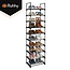 Ruhhy Schoenenrek 10 niveaus 45 x 30 x 174 cm zwart, tot 20 paar schoenen met extra slippersschap