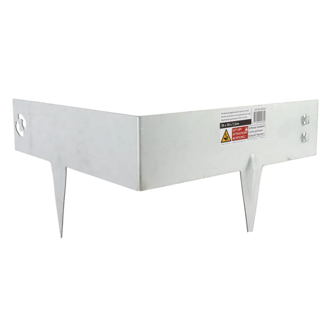 Talen Tools Hoekborderrand verzinkt staal 30 x 30 x 7,5 cm koppelbaar, met pinnen en zichtbare rand ca. 7,5 cm