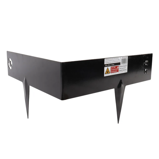 Talen Tools Hoekborderrand gecoat zwart 30 x 30 x 7,5 cm koppelbaar, met pinnen ca. 10 cm