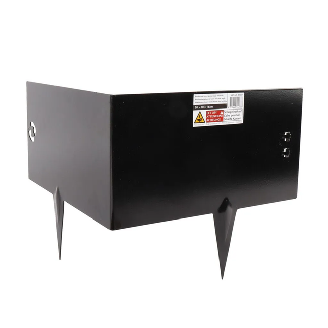 Talen Tools Hoekborderrand gecoat zwart 30 x 30 x 16 cm koppelbaar, totale hoogte ca. 26 cm met pinnen ca. 10 cm