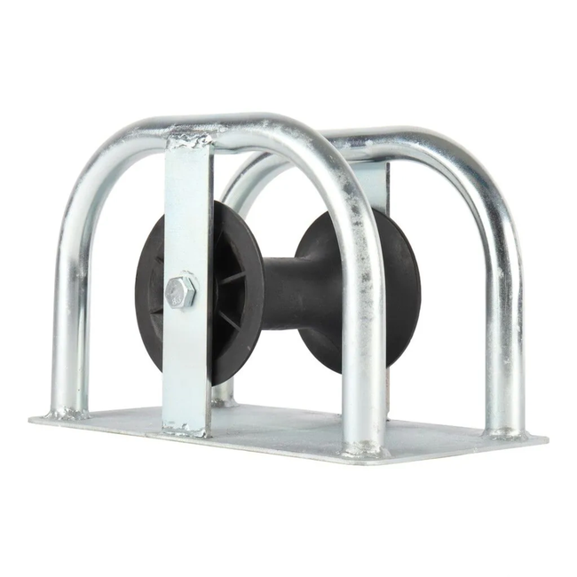 Orit Kabelroller recht met gelagerde nylonrol en stalen frame, kabelvriendelijk trekken in sleuf en kabelgoot