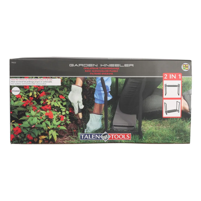 Talen Tools Tuinwerkbankje 2-in-1, te gebruiken als tuinbankje en kniekussen, opklapbaar en stabiel