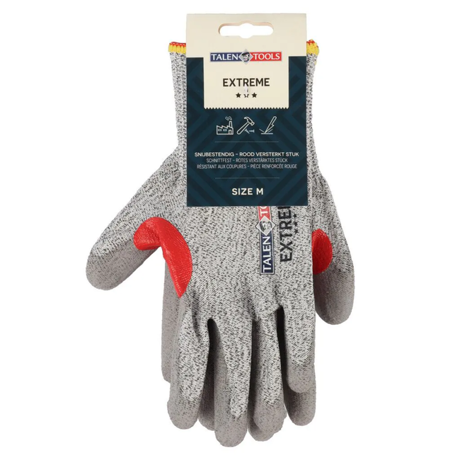 Talen Tools Werkhandschoenen snijbestendig met hoge vingergevoeligheid en polsbescherming, maat M
