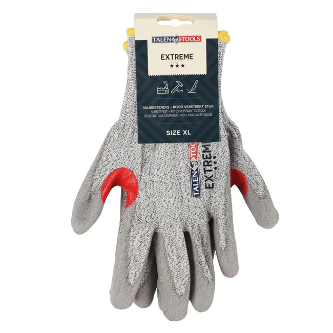 Talen Tools Werkhandschoenen snijbestendig met hoge vingergevoeligheid en polsbescherming, maat XL