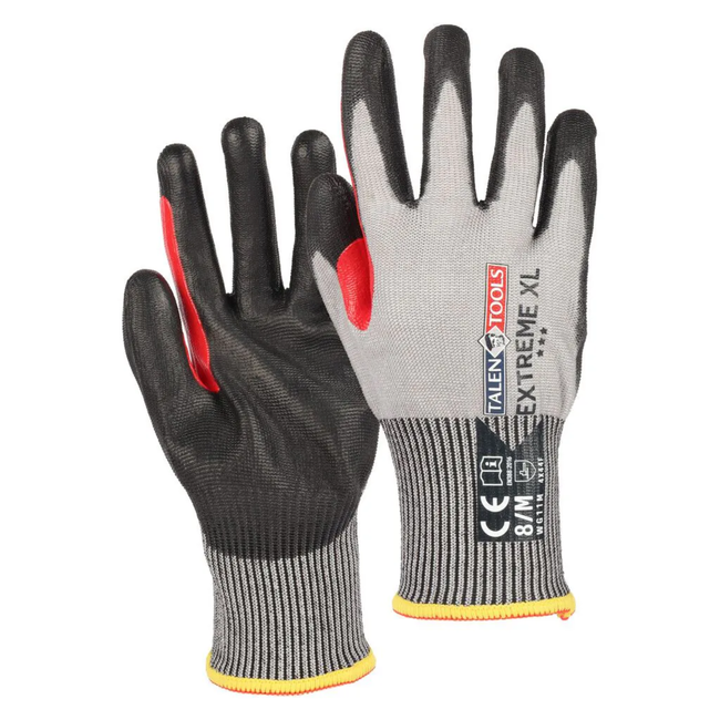 Talen Tools Werkhandschoenen maat L met hoge bies en uitstekende snijweerstand, extra grip door PU coating