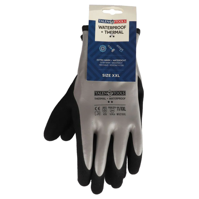 Talen Tools Werkhandschoenen Maat XXL voor koude en natte klussen, grip op olie, vet en water met klittenbandsluiting