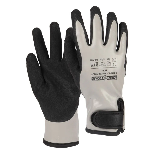 Talen Tools Werkhandschoenen Maat XXL voor koude en natte klussen, grip op olie, vet en water met klittenbandsluiting