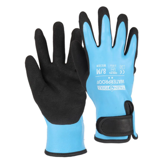 Talen Tools Waterbestendige werkhandschoenen maat M, blauw met nitril grip voor olie, vet en natte klussen