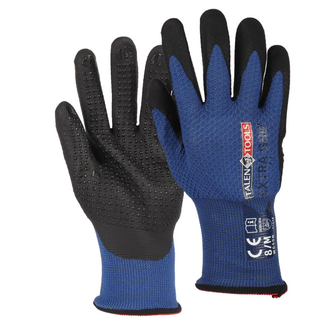 Talen Tools Werkhandschoenen maat M blauw met extra grip, gerecycled polyester en hoge bies