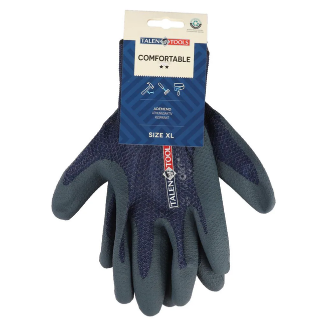Talen Tools Werkhandschoenen maat XL donkerblauw van gerecycled polyester met nitril grip en schuimlaag