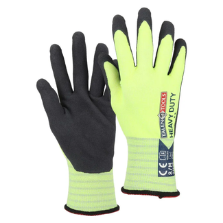 Talen Tools Heavy duty werkhandschoenen maat XXL fluogeel, schuurbestendig met dikke latexlaag en extra grip